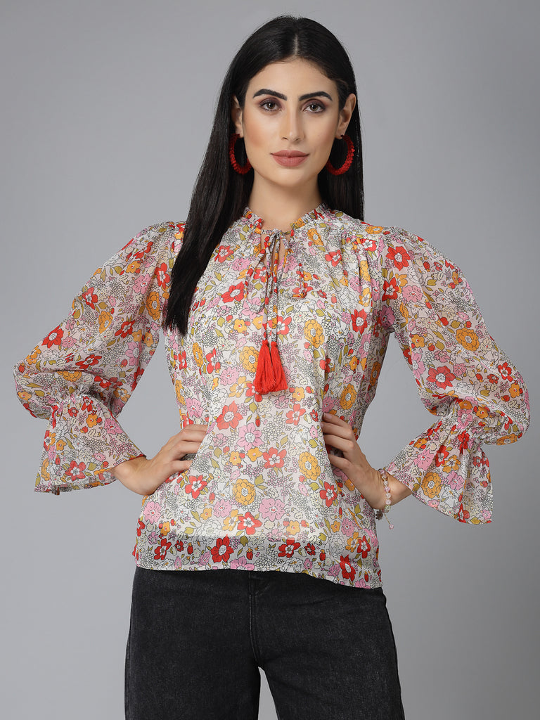 Style Quotients Women Floral Printed Casual Top-Tops-StyleQuotient