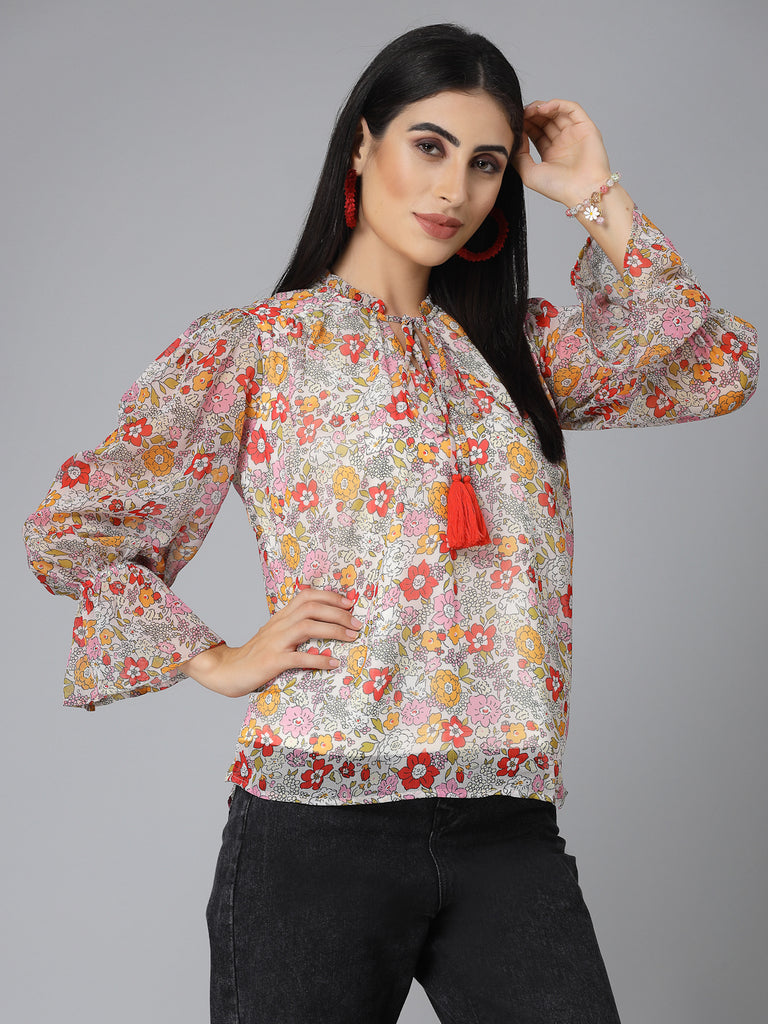 Style Quotients Women Floral Printed Casual Top-Tops-StyleQuotient