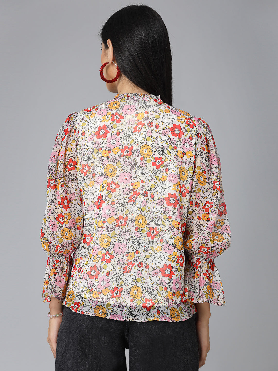 Style Quotients Women Floral Printed Casual Top-Tops-StyleQuotient