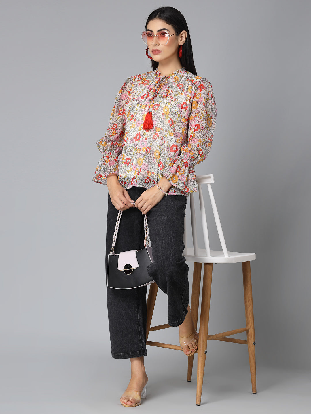 Style Quotients Women Floral Printed Casual Top-Tops-StyleQuotient