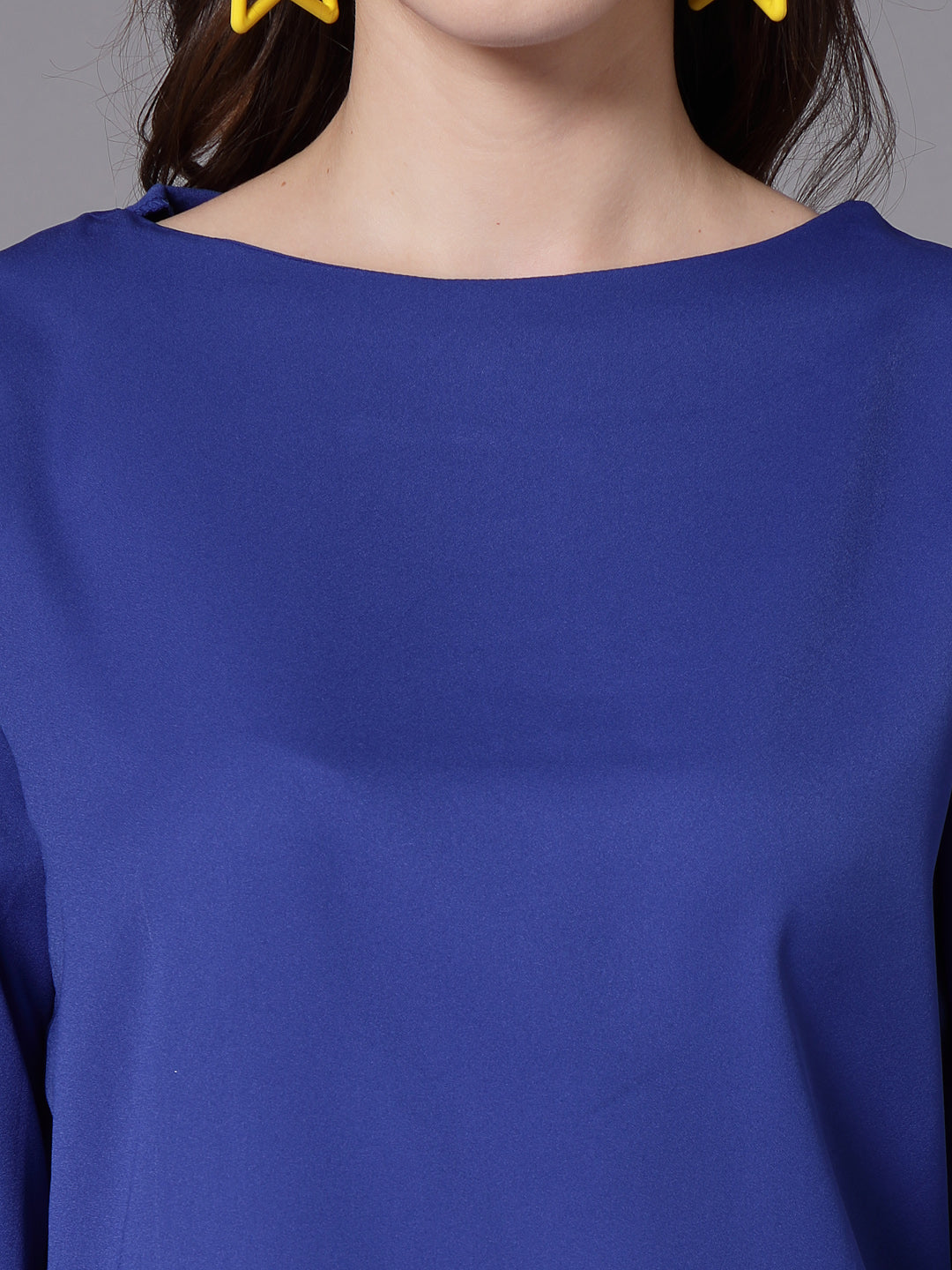 Style Quotient Women blue solid top-Tops-StyleQuotient