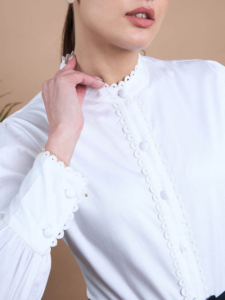 Noi Women White With Full Sleeves Formal Shirt-Shirts-StyleQuotient