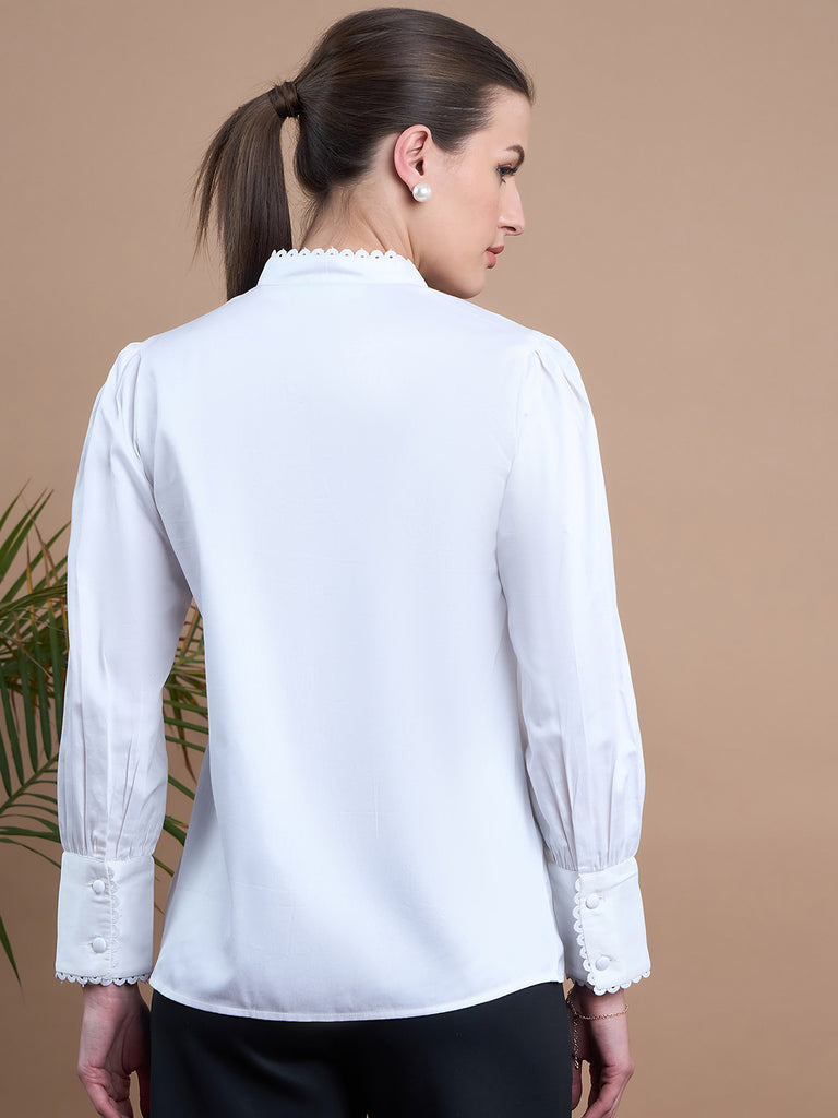 Noi Women White With Full Sleeves Formal Shirt-Shirts-StyleQuotient