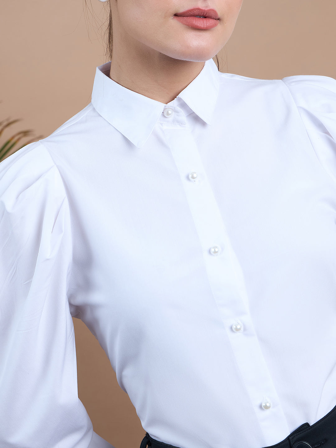 Noi Women White Solid With Full Sleeves Formal Shirt-Shirts-StyleQuotient