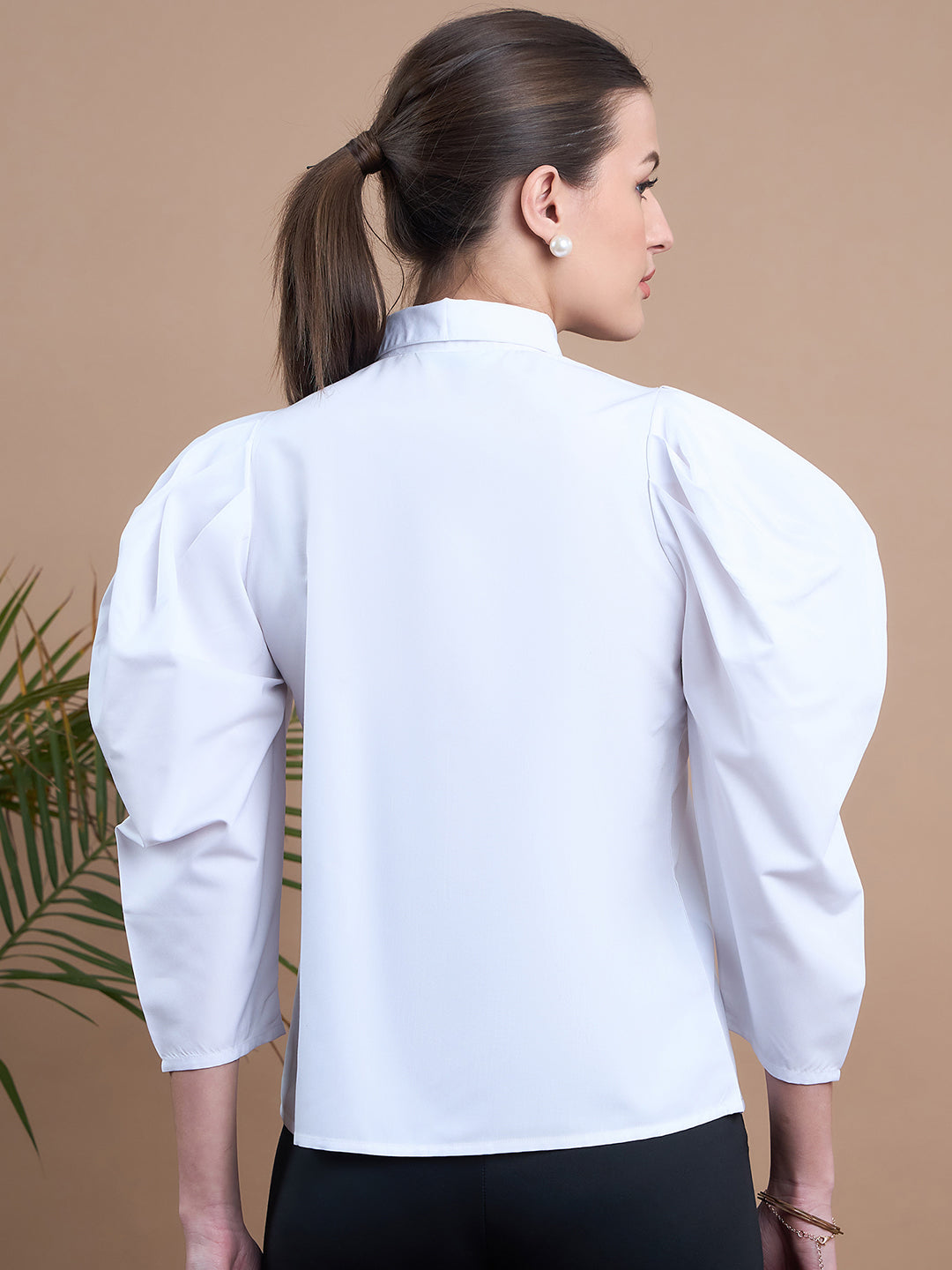 Noi Women White Solid With Full Sleeves Formal Shirt-Shirts-StyleQuotient