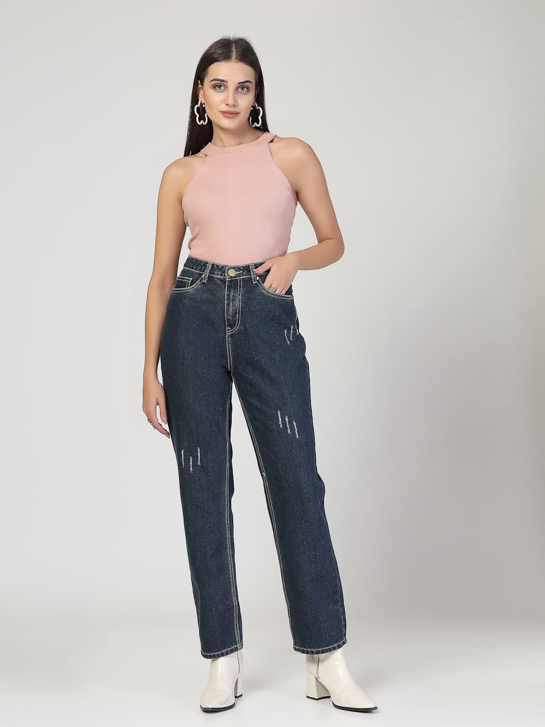 Style Quotient Women Relaxed Fit High Rise Cotton Jeans-Jeans-StyleQuotient