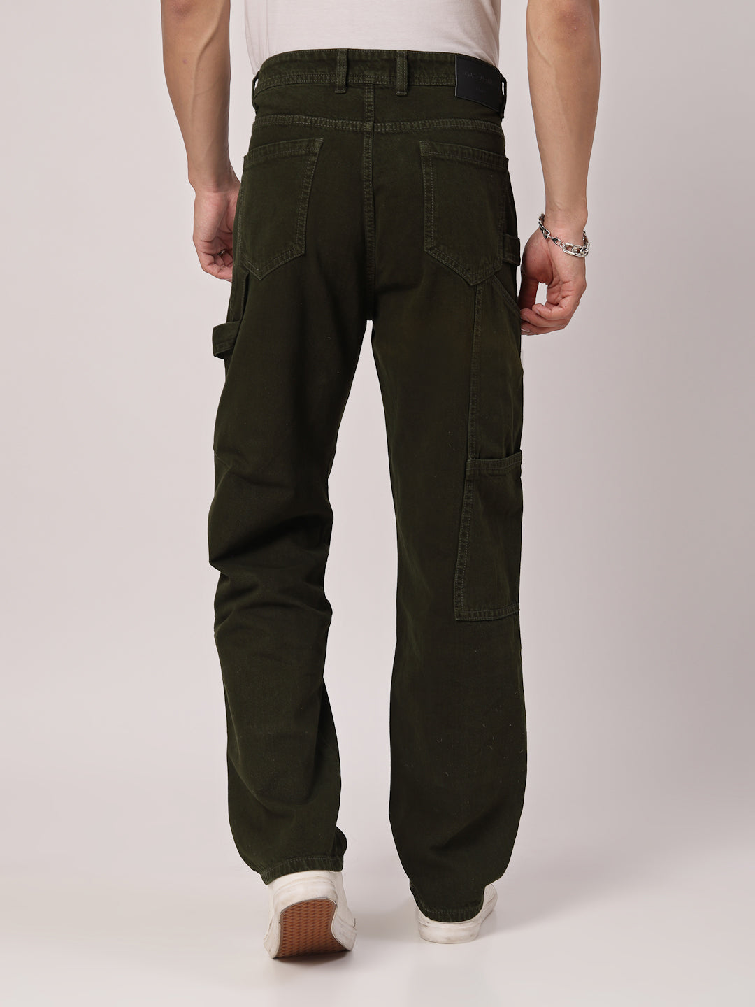 Style Quotient Men Olive Relaxed Fit Mid Rise Carpenter Jeans-Mens Jeans-StyleQuotient