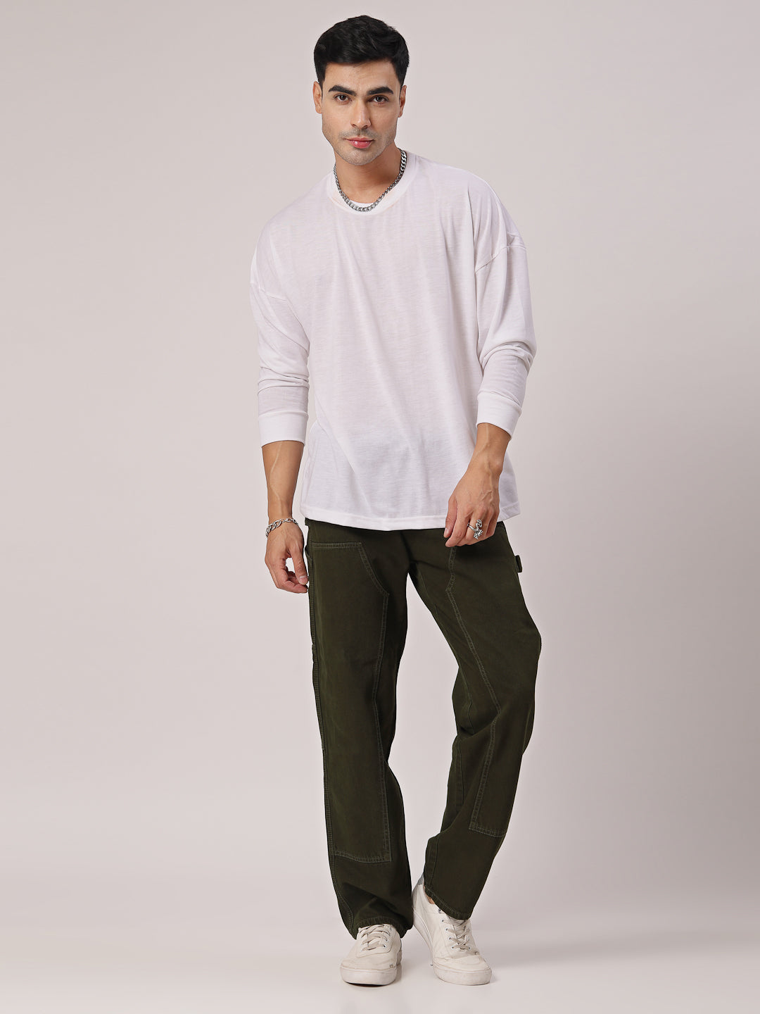 Style Quotient Men Olive Relaxed Fit Mid Rise Carpenter Jeans-Mens Jeans-StyleQuotient