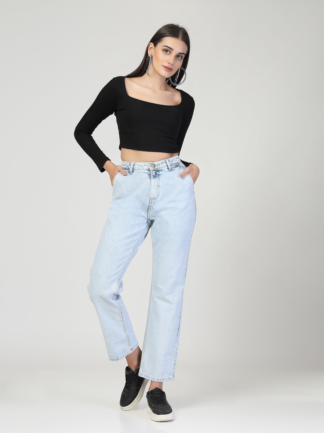 Style Quotient Women Relaxed Fit High Rise Cotton Jeans-Jeans-StyleQuotient