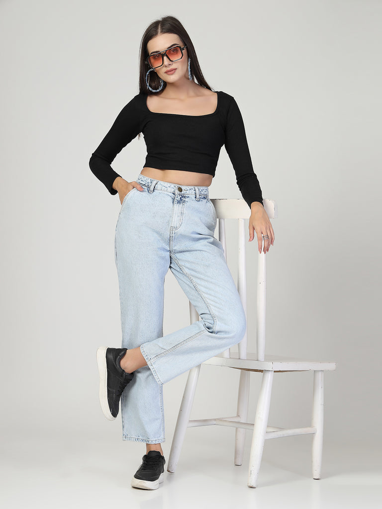 Style Quotient Women Relaxed Fit High Rise Cotton Jeans-Jeans-StyleQuotient