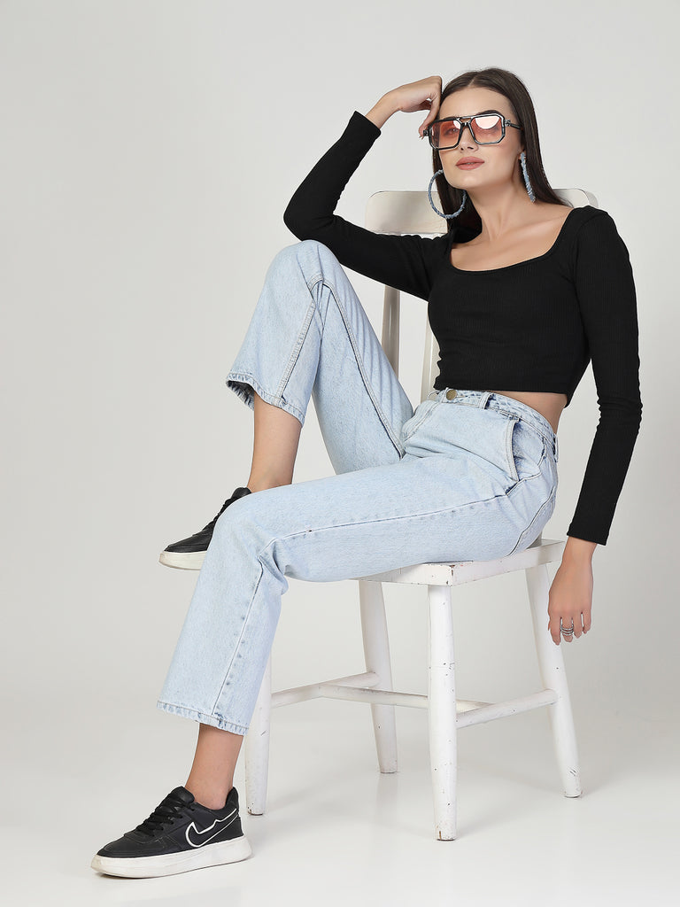 Style Quotient Women Relaxed Fit High Rise Cotton Jeans-Jeans-StyleQuotient