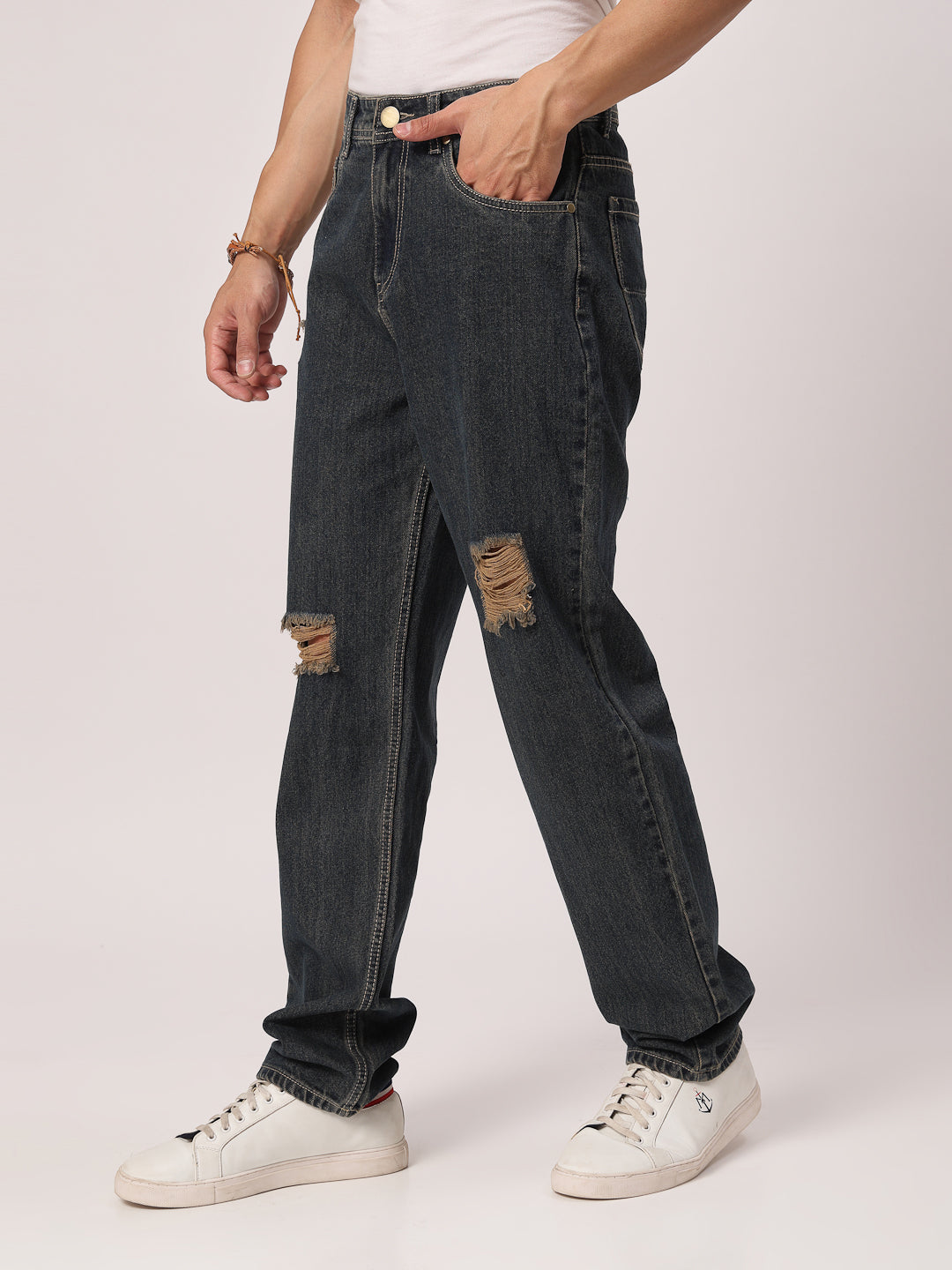 Style Quotient Men Blue Relaxed Fit High Rise Cotton Jeans