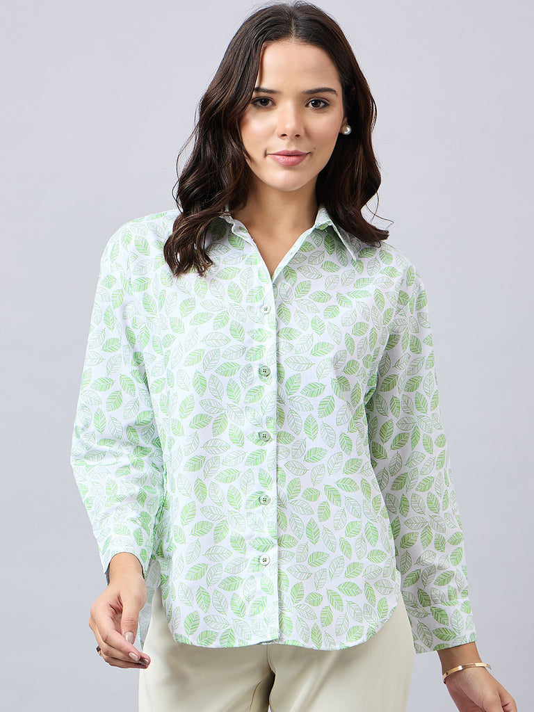 Style Quotient Women Printed Oversize Shirt with Full sleeves-Shirts-StyleQuotient