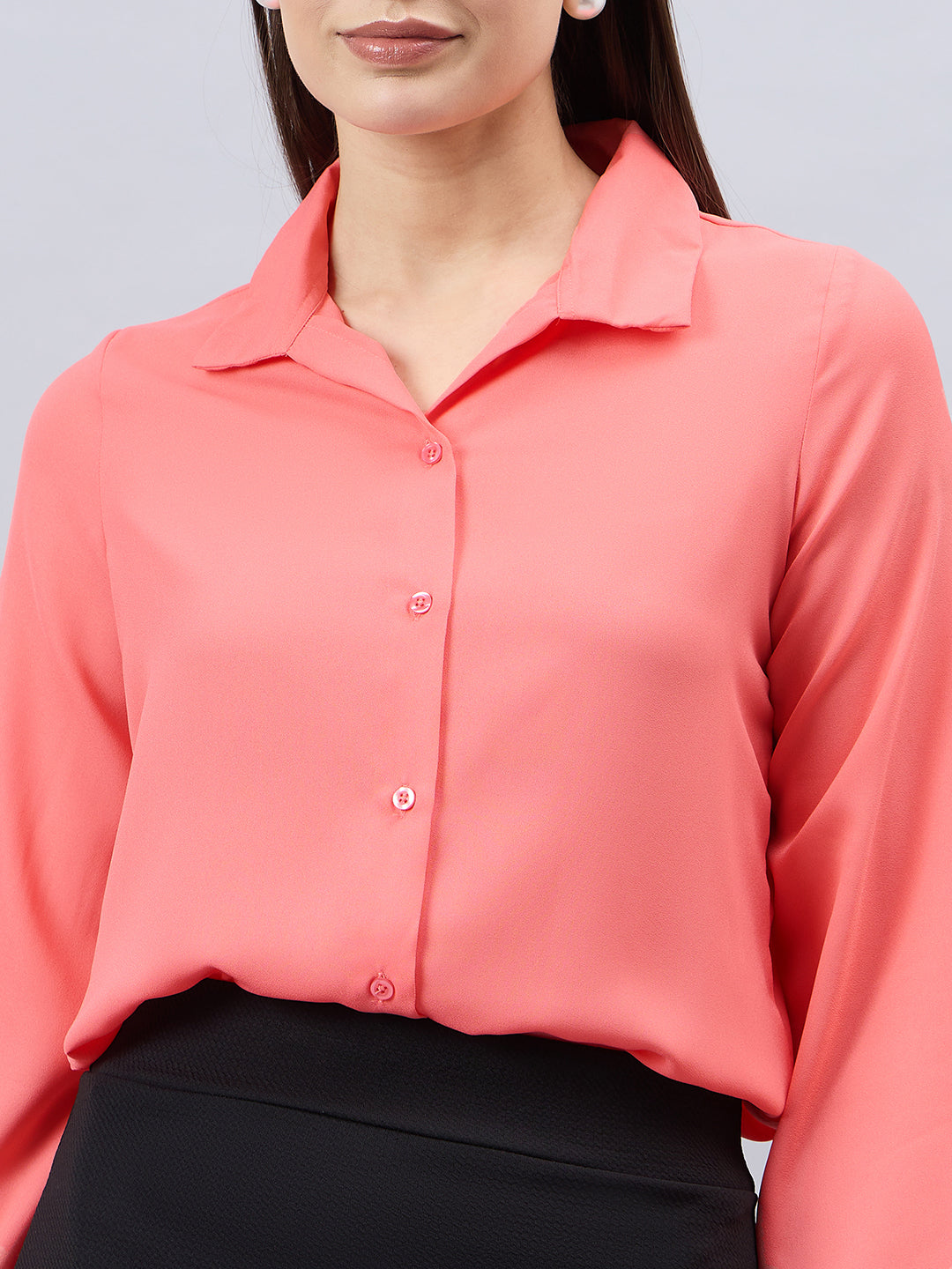 Style Quotient Women Peach Solid Regular Fit Shirt-Shirts-StyleQuotient