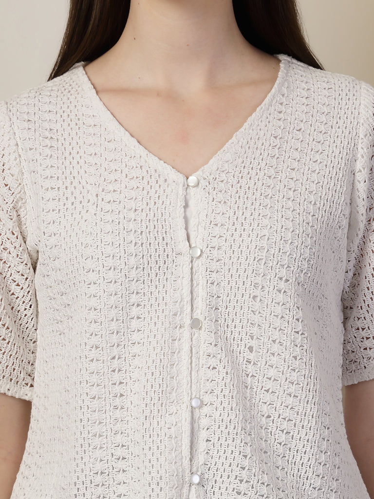 Style Quotien Women White Lace Top-Tops-StyleQuotient