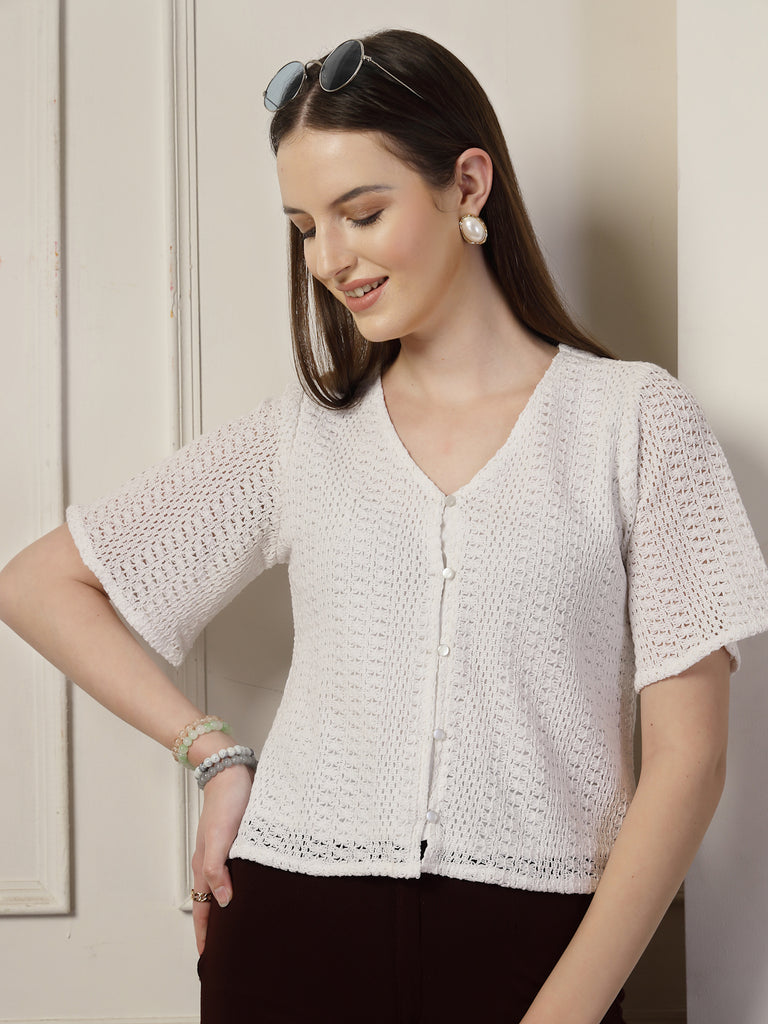 Style Quotien Women White Lace Top-Tops-StyleQuotient