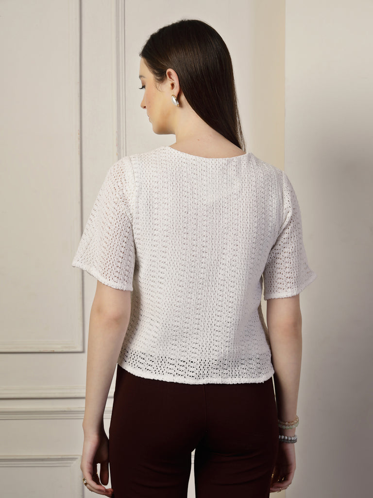 Style Quotien Women White Lace Top-Tops-StyleQuotient