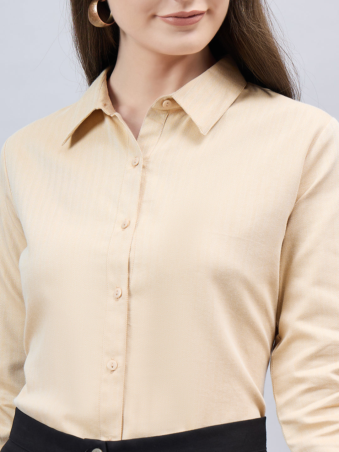 Style Quotient Women Self Design Beige polycotton Formal Shirt-Shirts-StyleQuotient