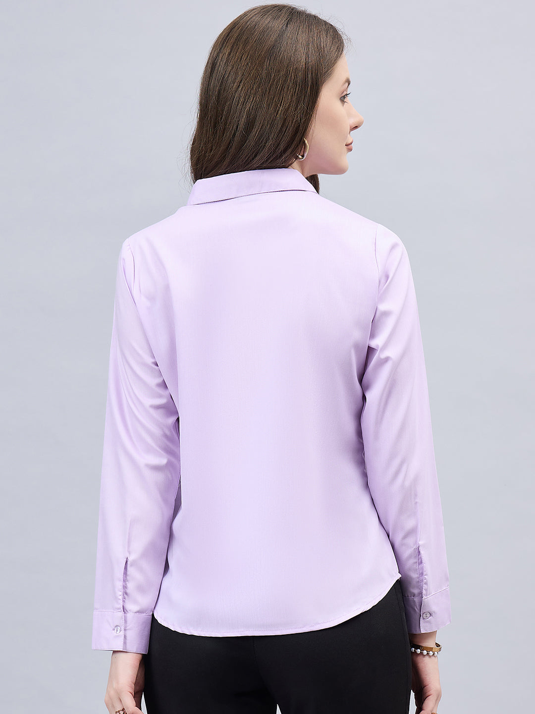 Style Quotient Women Solid Lilac Chambrey Regular Formal Shirt-Shirts-StyleQuotient