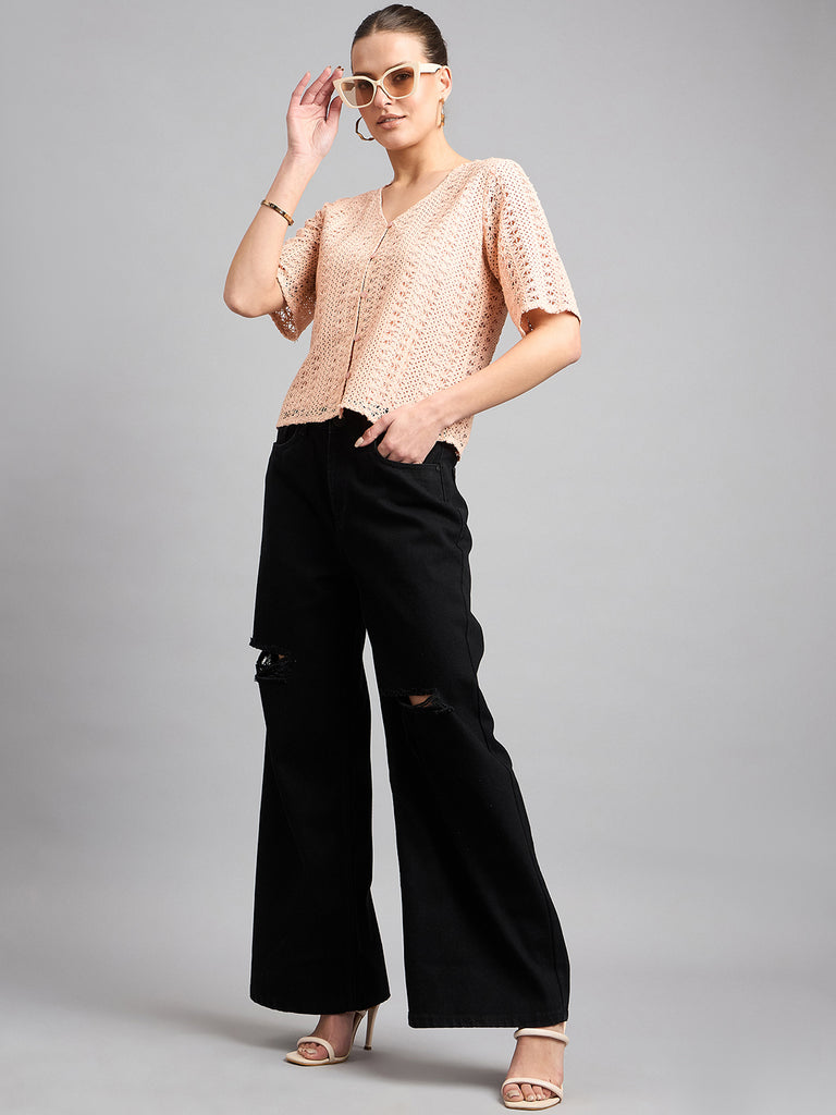 Style Quotient Women Black Wide Leg High Rise Jeans-Jeans-StyleQuotient