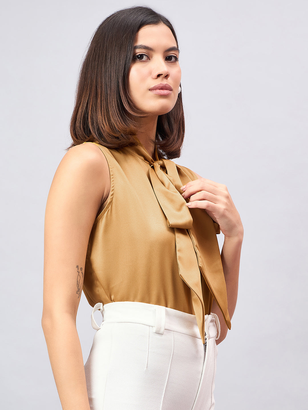 Style Quotient Women Solid Satin Sleeveless Top-Tops-StyleQuotient