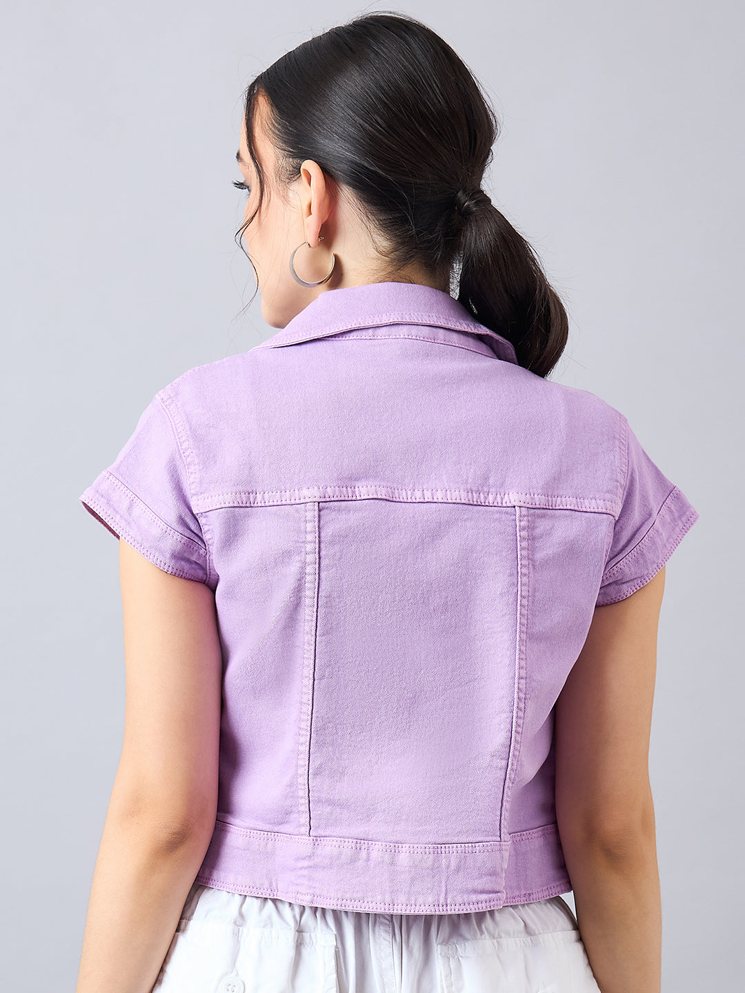 Style Quotient Women Lilac Open Front Denim Shrug-Shrug-StyleQuotient