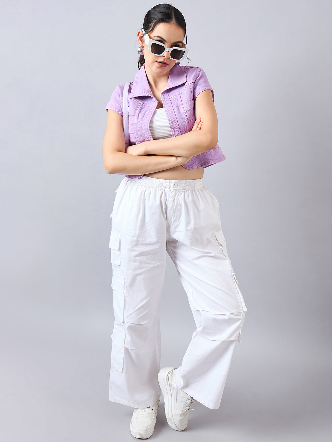 Style Quotient Women Lilac Open Front Denim Shrug-Shrug-StyleQuotient