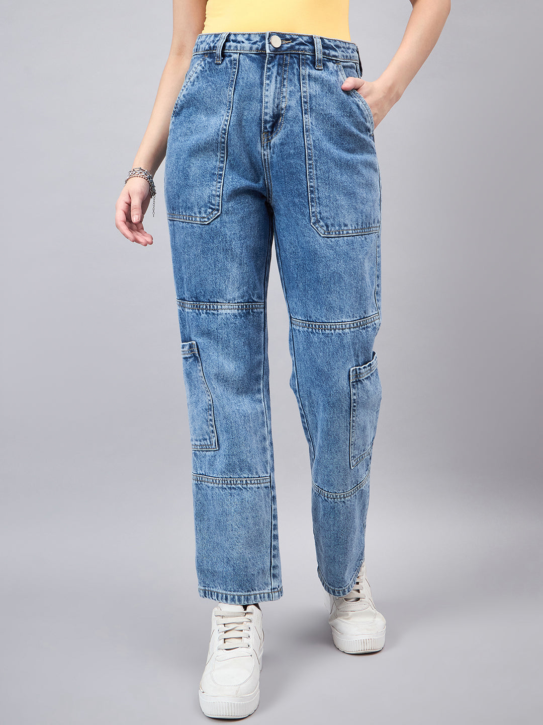 Style Quotient Women Relaxed Fit High Rise Cargos-Jeans-StyleQuotient