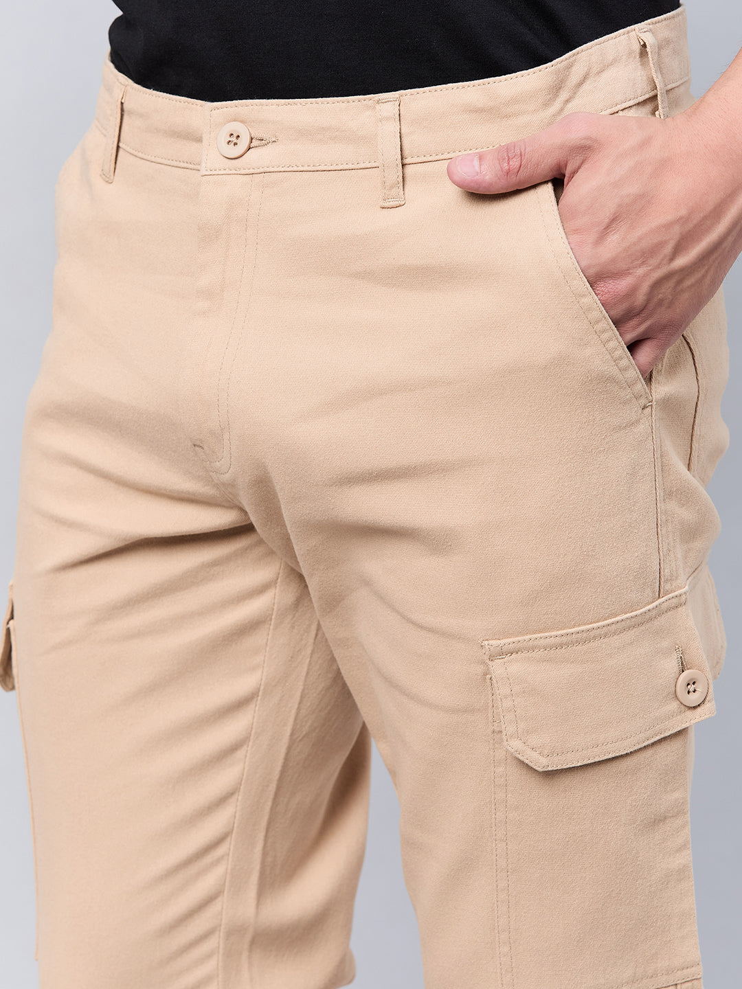 Style Quotient Men Beige Stretchable Cargo Trouser-Mens Trousers-StyleQuotient