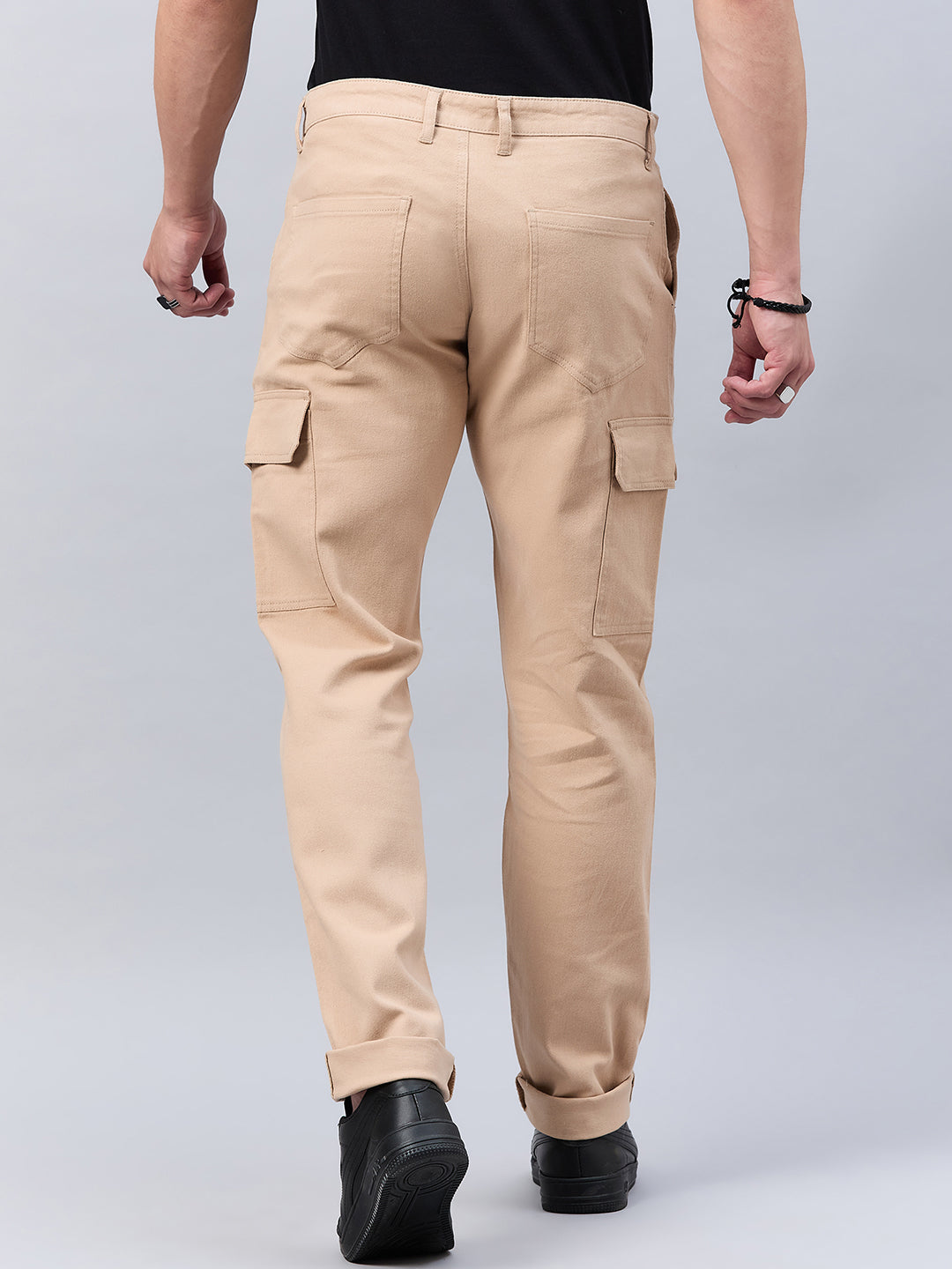 Style Quotient Men Beige Stretchable Cargo Trouser-Mens Trousers-StyleQuotient