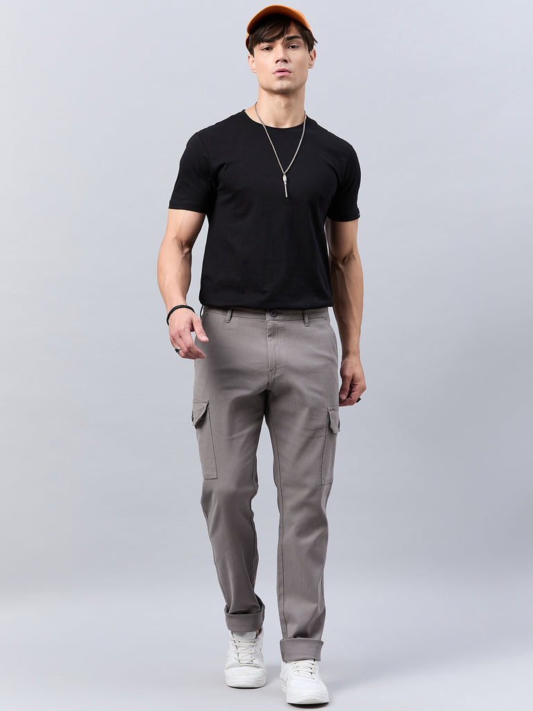 Style Quotient Men Grey Stretchable Cargo Trouser-Mens Trousers-StyleQuotient