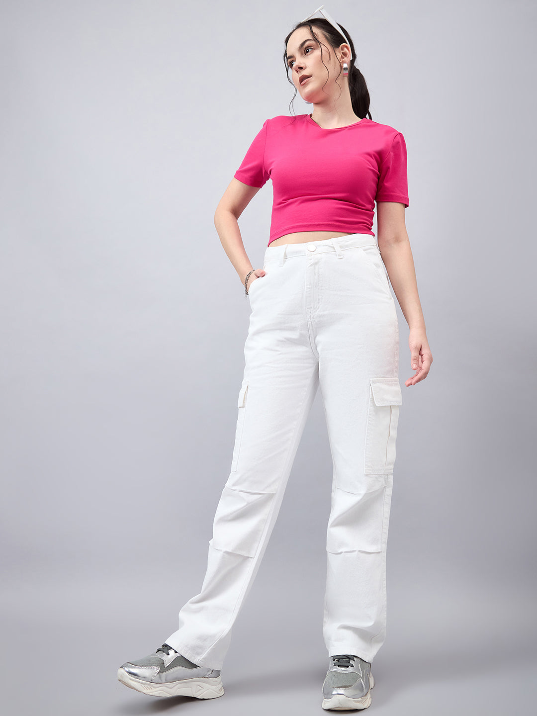 Style Quotient Women Relaxed Fit High Rise Cargos-Jeans-StyleQuotient