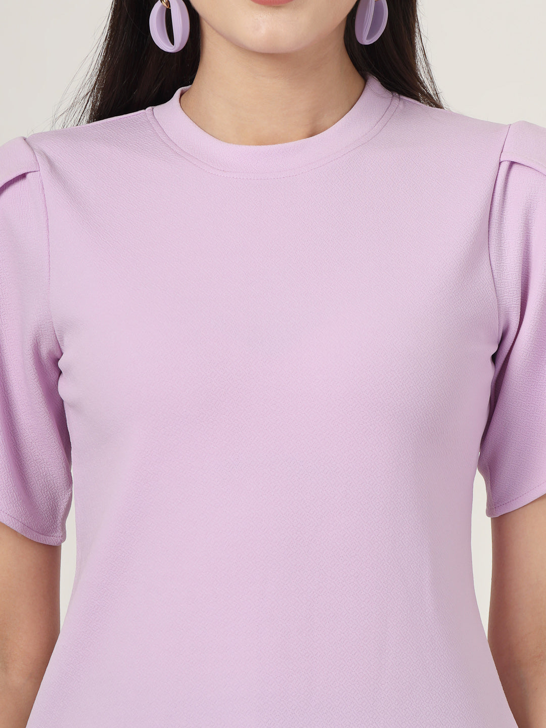 Style Quotient Women Solid Lilac Regular Fit Smart Casual Top-Tops-StyleQuotient