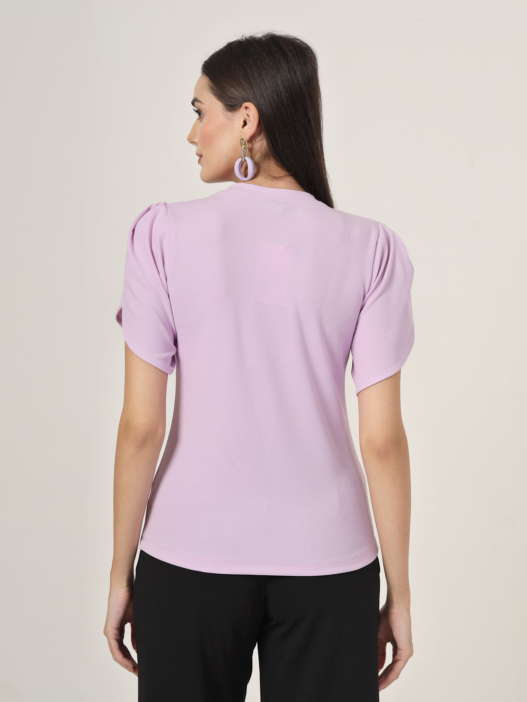 Style Quotient Women Solid Lilac Regular Fit Smart Casual Top-Tops-StyleQuotient