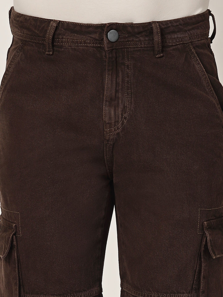 Style Quotient Men Brown Relaxed Fit Mid Rise Cargos-Mens Jeans-StyleQuotient