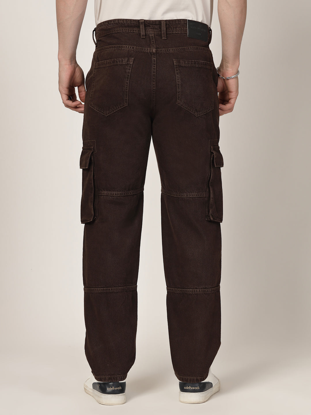 Style Quotient Men Brown Relaxed Fit Mid Rise Cargos-Mens Jeans-StyleQuotient