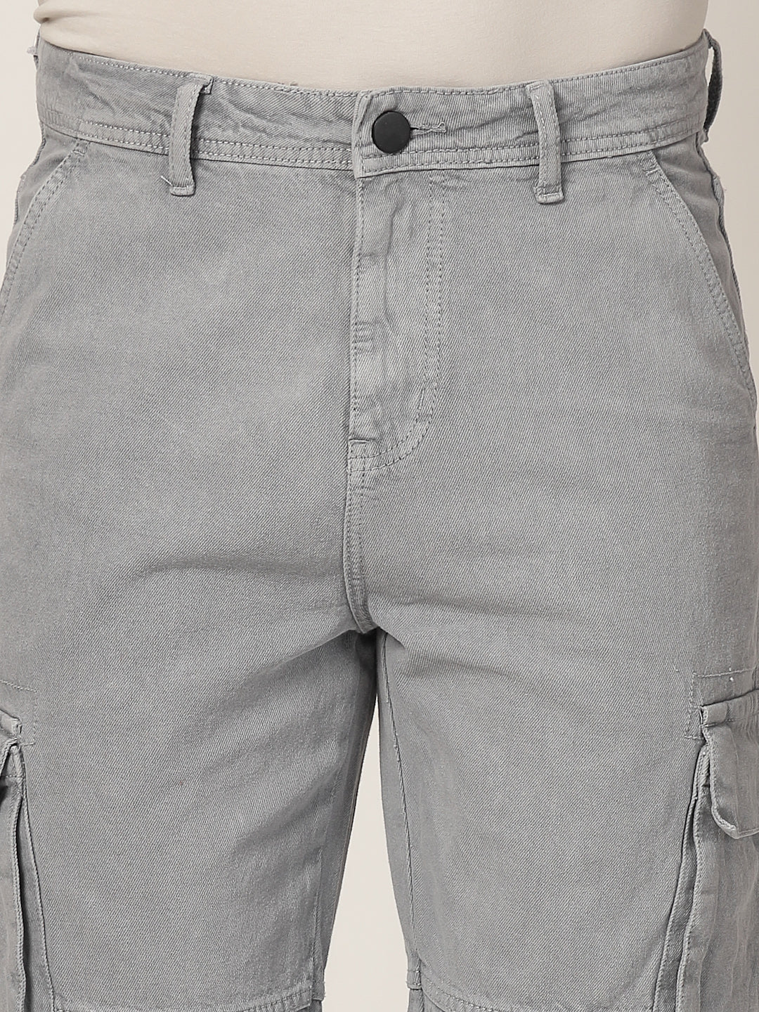 Style Quotient Men Grey Relaxed Fit Mid Rise Cargos-Mens Jeans-StyleQuotient