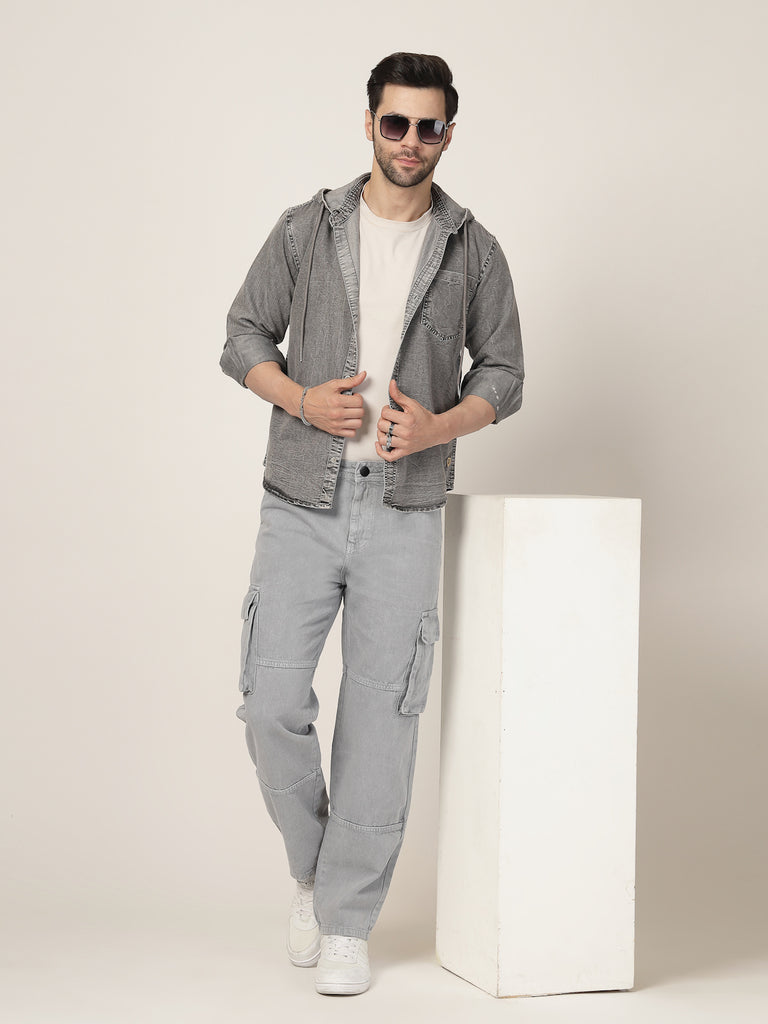 Style Quotient Men Grey Relaxed Fit Mid Rise Cargos-Mens Jeans-StyleQuotient