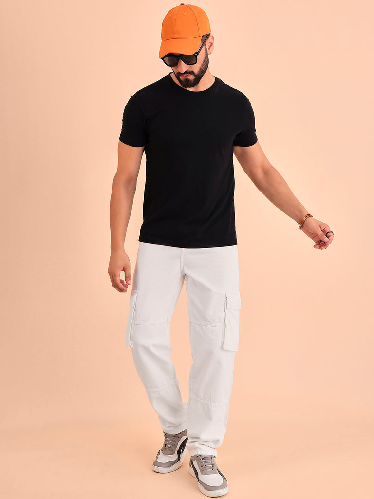 Style Quotient Men White Relaxed Fit Mid Rise Cargos-Mens Jeans-StyleQuotient