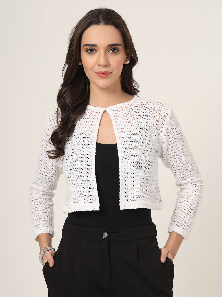 Style Quotient Women White Solid Lace Shrug-Shrug-StyleQuotient