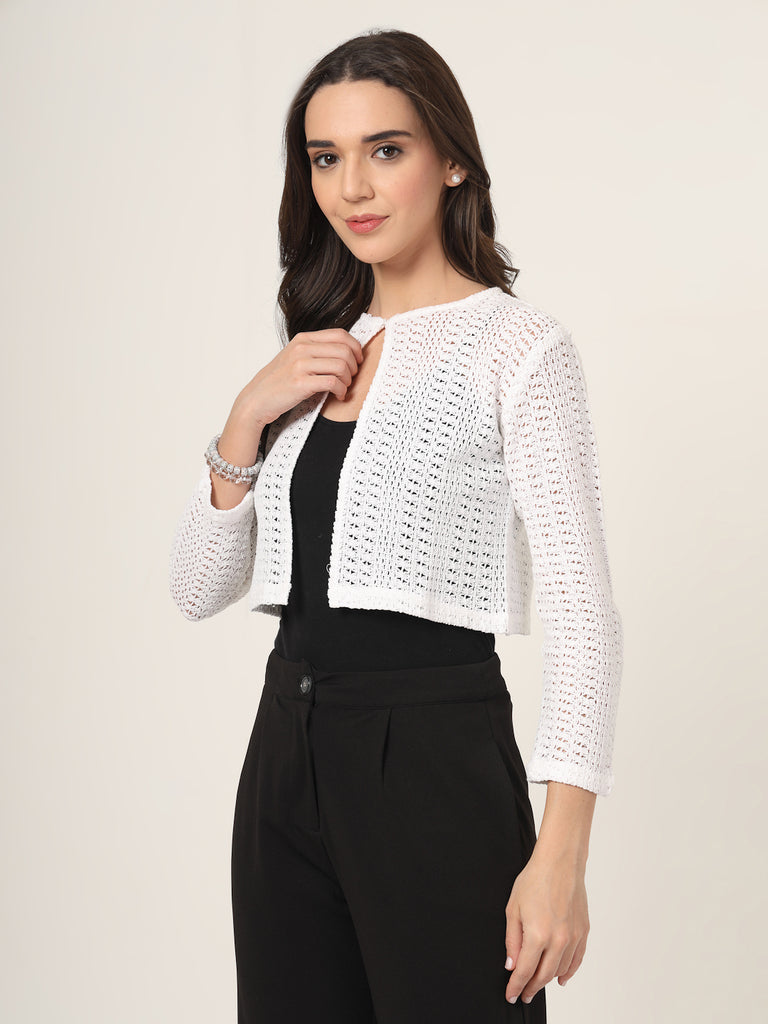 Style Quotient Women White Solid Lace Shrug-Shrug-StyleQuotient