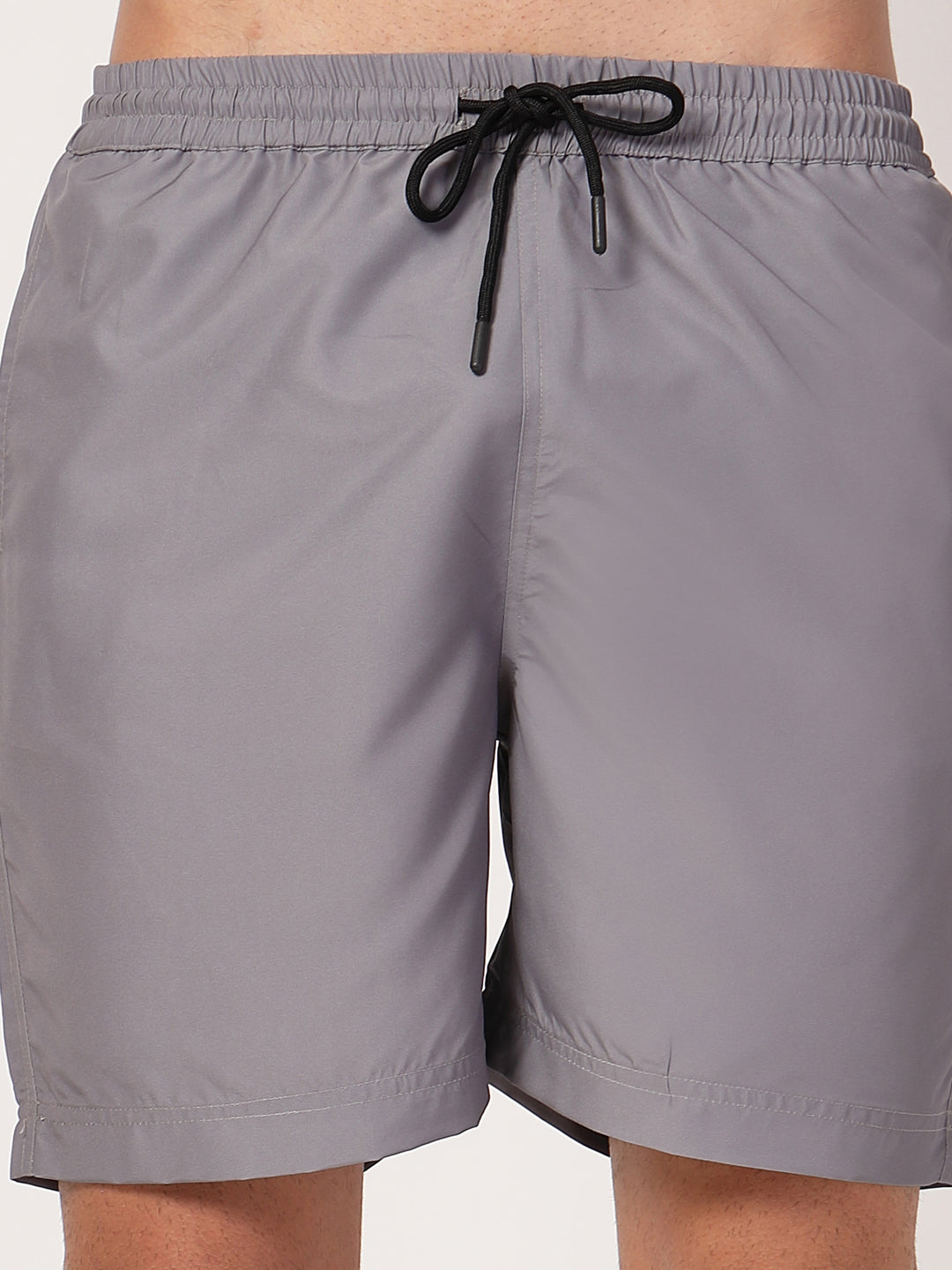 Style Quotient Men Grey Solid Polyester Regular Swim Shorts-Men's swimwear-StyleQuotient