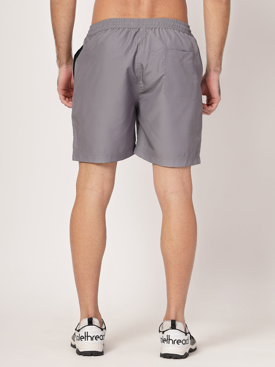 Style Quotient Men Grey Solid Polyester Regular Swim Shorts-Men's swimwear-StyleQuotient