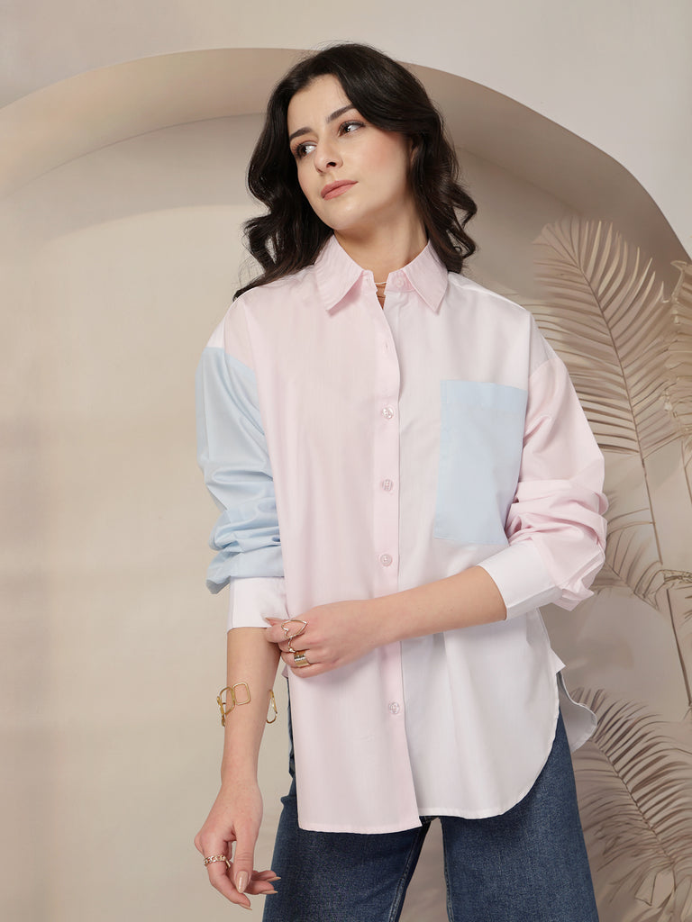 Style Quotient Womens Colour Block Oversize Shirt-Shirts-StyleQuotient