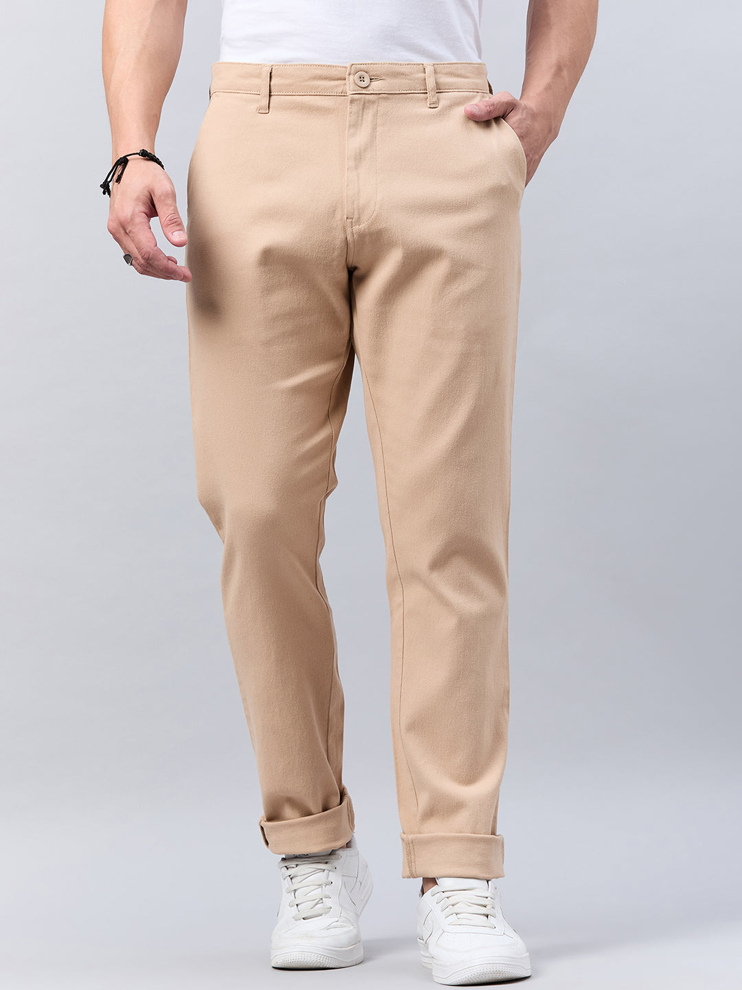 Style Quotient Men Beige Stretchable Chinos Trouser-Mens Trousers-StyleQuotient