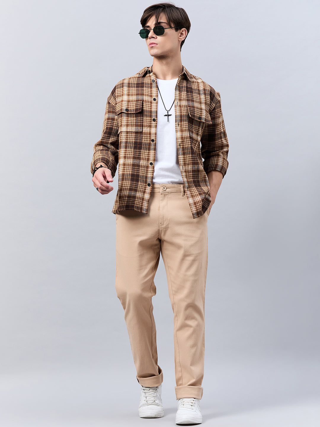 Style Quotient Men Beige Stretchable Chinos Trouser-Mens Trousers-StyleQuotient