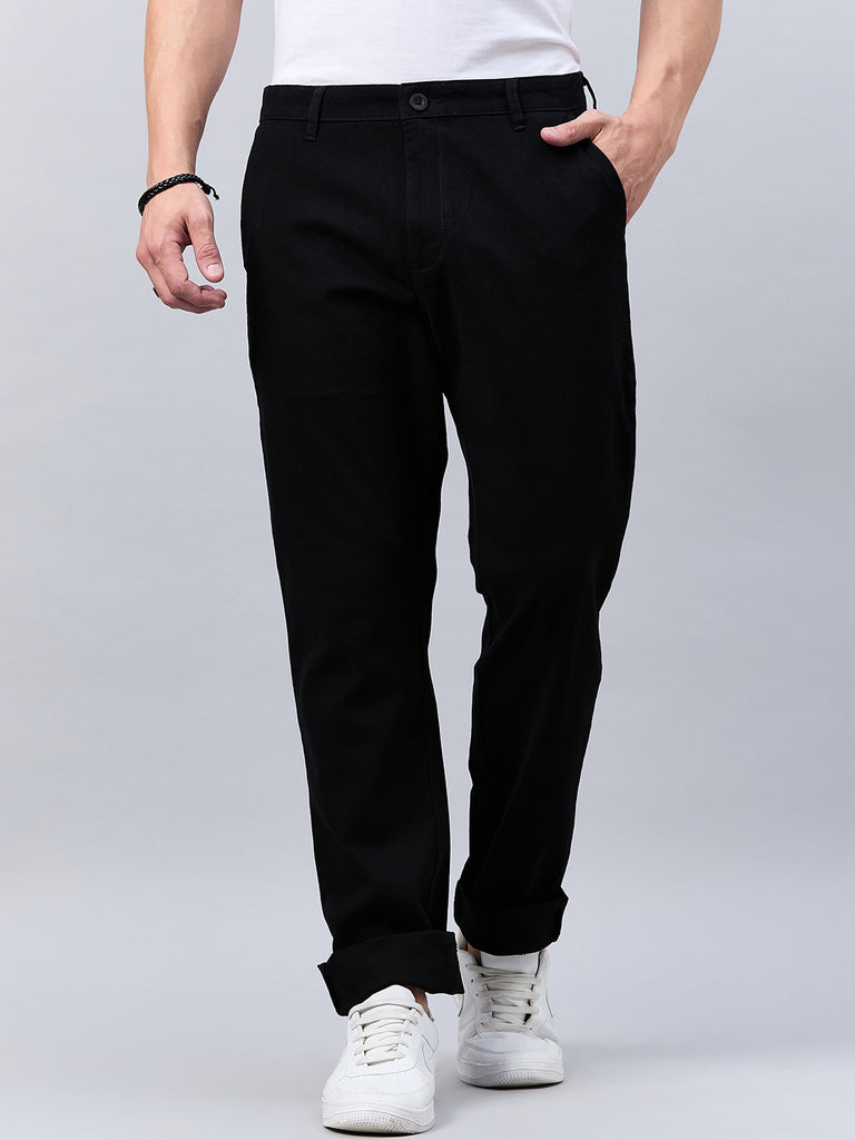 Style Quotient Men Balck Stretchable Chinos Trouser-Mens Trousers-StyleQuotient