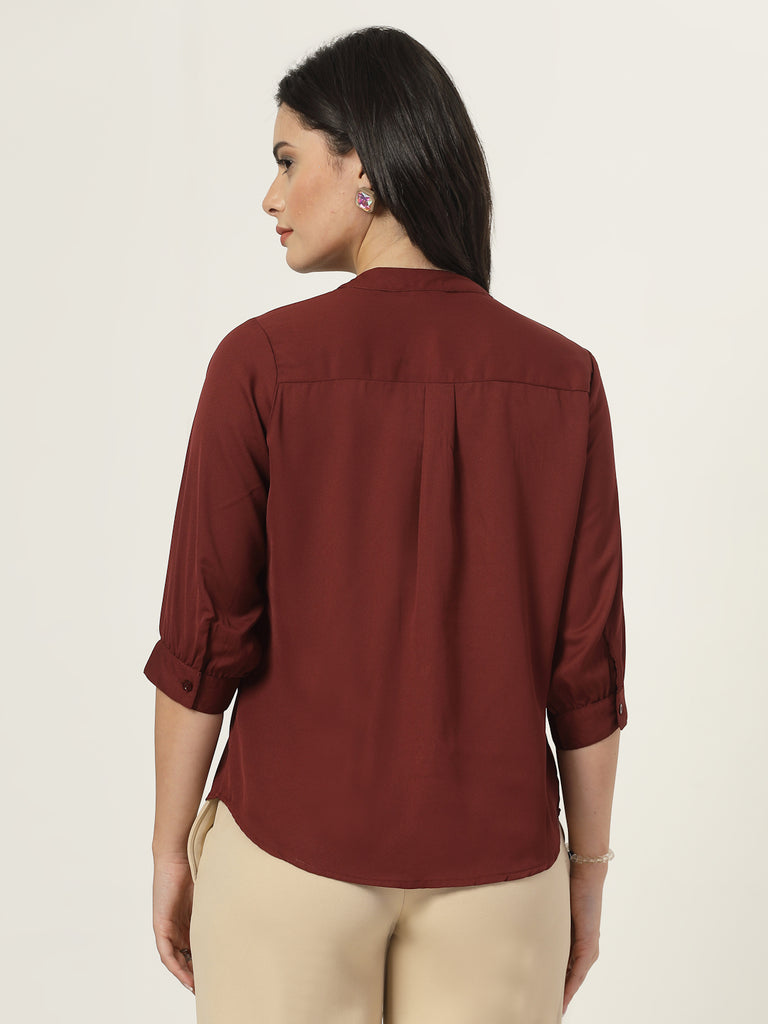 Style Quotient Women Solid White Polymoss Regular Fit Smart Casual Lace Insert Top-Tops-StyleQuotient