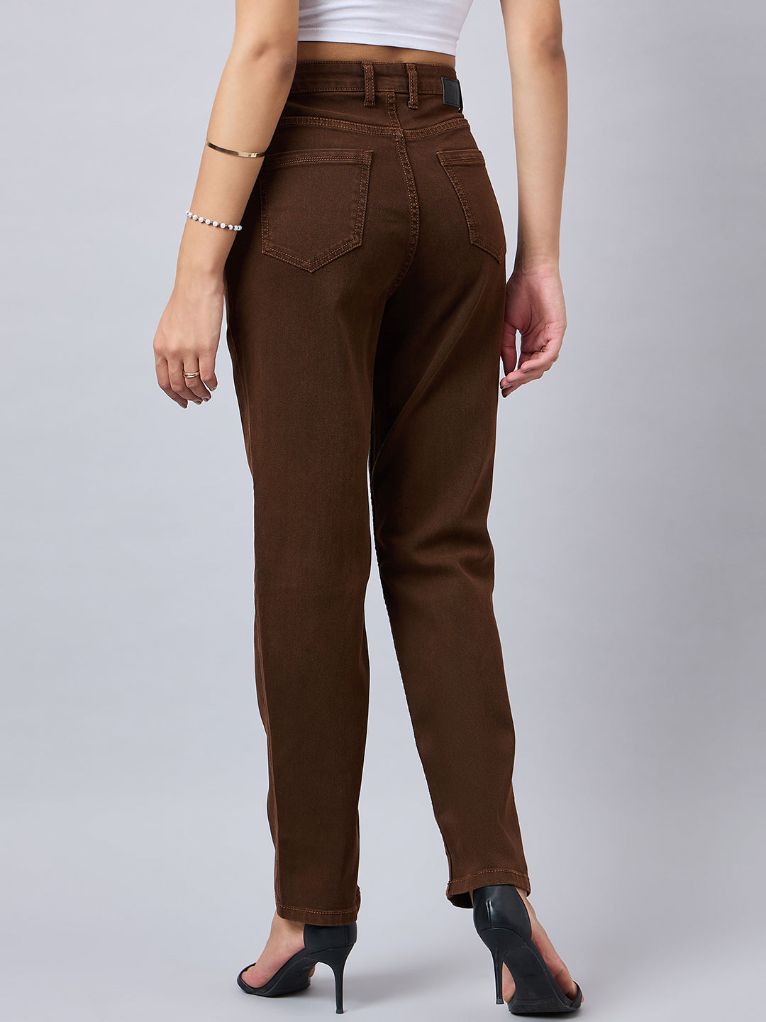 Style Quotient Women Brown Straight Fit High Rise Stretchable Jeans-Jeans-StyleQuotient