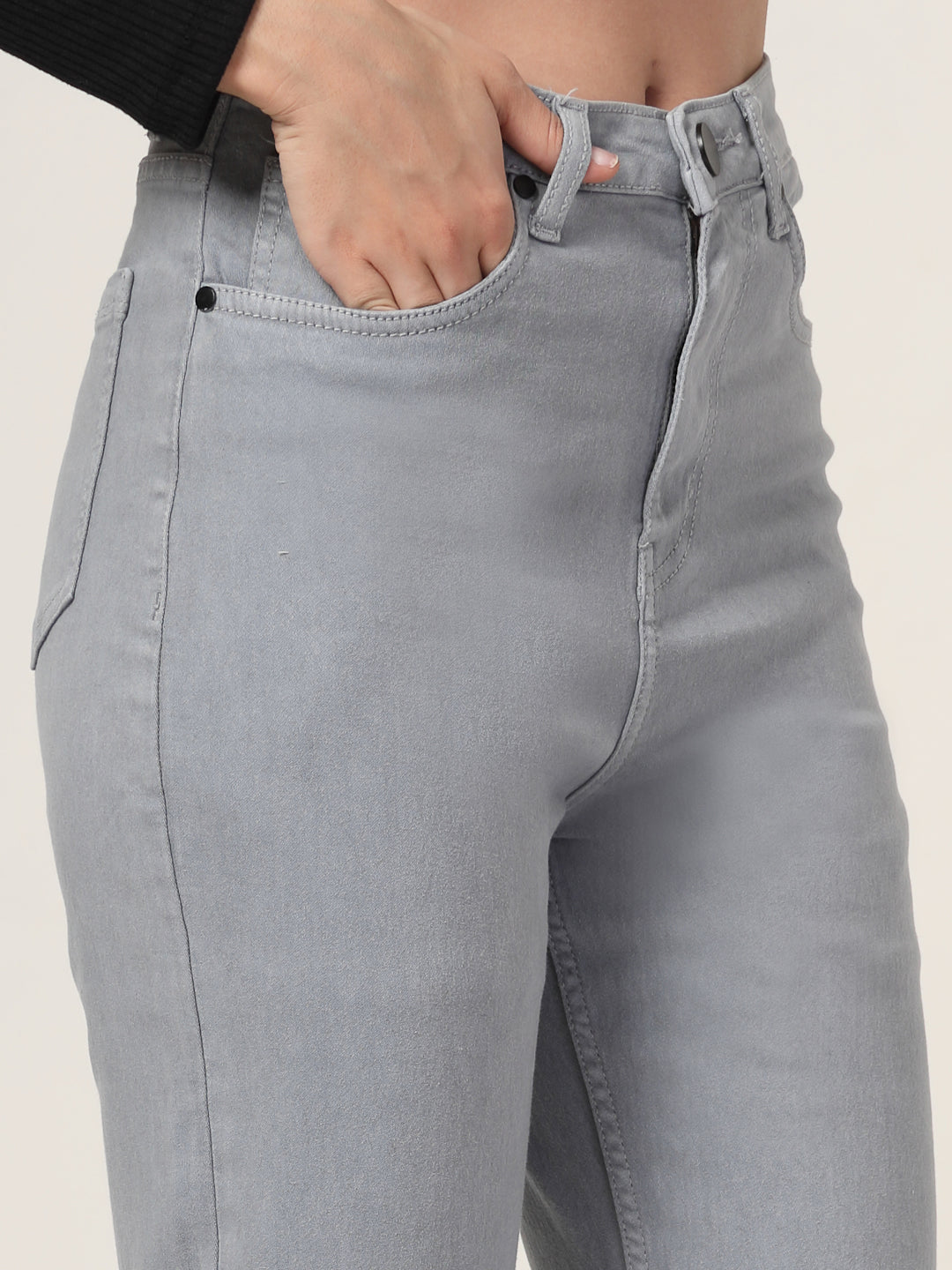 Style Quotient Women Grey Straight Fit High Rise Stretchable Jeans-Jeans-StyleQuotient